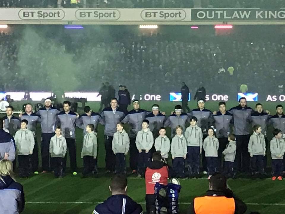 Rawburn mascot at Murrayfield